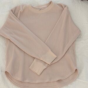 Uniqlo Beige Waffle Knit Long Sleeve Top